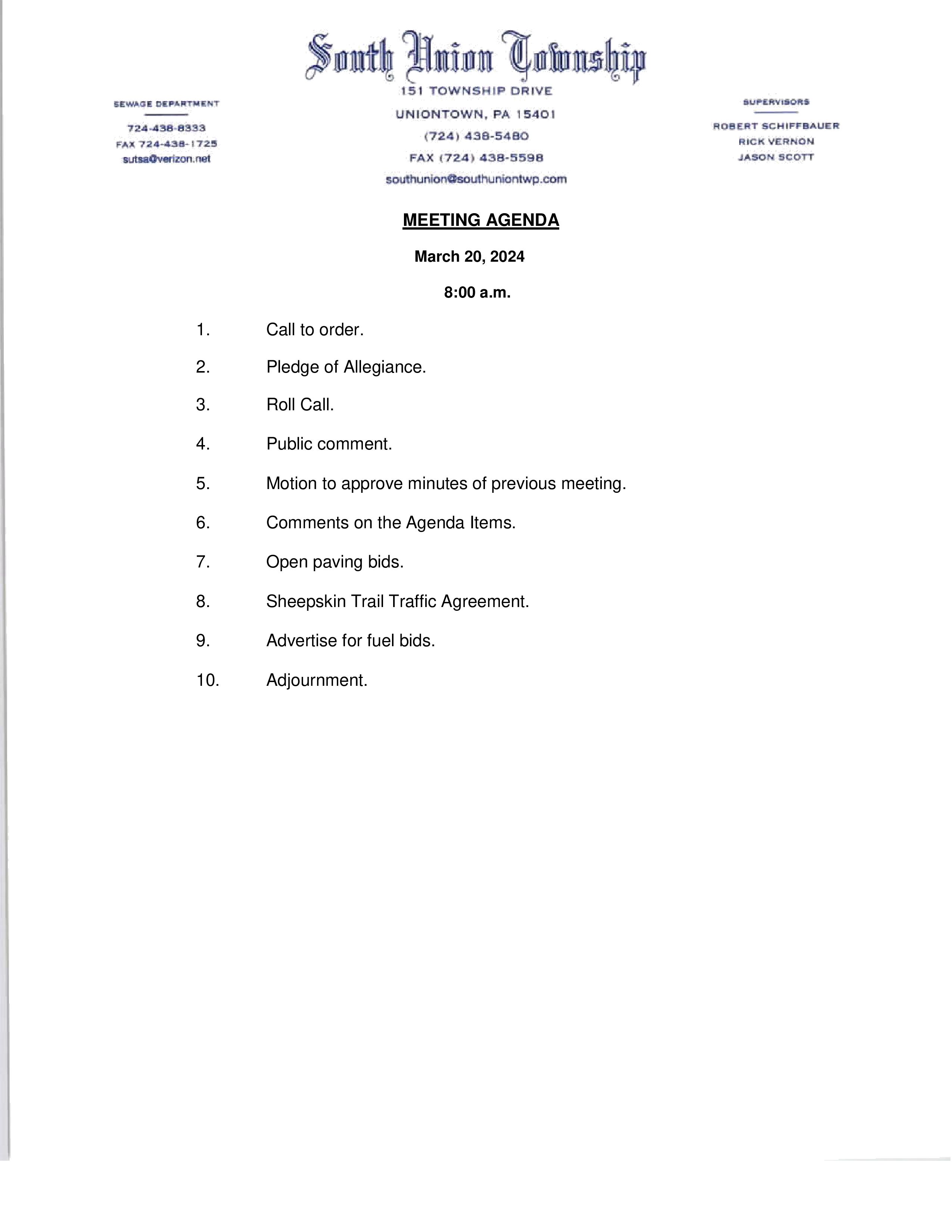 Township agenda Special Meeting 20240320 1 NEW
